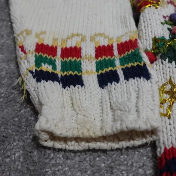 Vintage Crystal Kobe Ugly Christmas Sweater Women's Small Ivory Embroidered - Picture 6 of 9